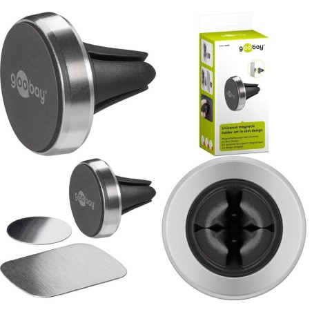 Goobay Metal Slim Design Car Holder - Stylish & Durable - Black/Silver - Perfect for Your Vehicle! 4040849386855